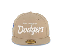 Load image into Gallery viewer, Los Angeles Dodgers New Era MLB 59FIFTY 5950 Fitted Cap Hat Khaki Crown/Visor White Logo 60th Anniversary Side Patch Gray UV