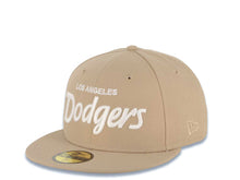 Load image into Gallery viewer, Los Angeles Dodgers New Era MLB 59FIFTY 5950 Fitted Cap Hat Khaki Crown/Visor White Logo 60th Anniversary Side Patch Gray UV