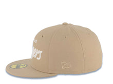 Load image into Gallery viewer, Los Angeles Dodgers New Era MLB 59FIFTY 5950 Fitted Cap Hat Khaki Crown/Visor White Logo 60th Anniversary Side Patch Gray UV