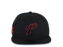 Load image into Gallery viewer, San Diego Padres New Era MLB 59FIFTY 5950 Fitted Cap Hat Black Crown/Visor Black/Red "P" Script Logo 1984 World Series Side Patch Green UV