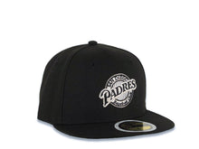 Load image into Gallery viewer, (Youth) San Diego Padres New Era MLB 59FIFTY 5950 Kid Fitted Cap Hat Black Crown/Visor White/Black Baseball Club Logo Green UV
