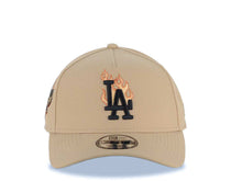 Load image into Gallery viewer, Los Angeles Dodgers New Era MLB 9FORTY 940 AdjustableA-Frame Cap Hat Khaki Crown/Visor Black With Metallic Orange Fire Logo Stadium Side Patch Gray UV