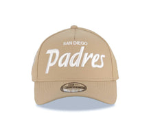 Load image into Gallery viewer, San Diego Padres New Era MLB 9FORTY 940 Adjustable A-Frame Cap Hat Khaki Crown/Visor White Script/Text Logo 40th Anniversary Side Patch Gray UV