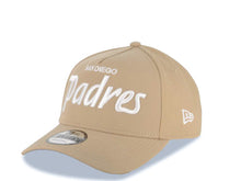 Load image into Gallery viewer, San Diego Padres New Era MLB 9FORTY 940 Adjustable A-Frame Cap Hat Khaki Crown/Visor White Script/Text Logo 40th Anniversary Side Patch Gray UV