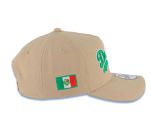 Load image into Gallery viewer, Los Angeles Dodgers New Era MLB 9FORTY 940 Adjustable A-Frame Cap Hat Khaki Crown/Visor Green/White/Red Script Logo Mexico Flag Side Patch Gray UV