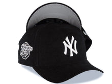 Load image into Gallery viewer, (Corduroy) New York Yankees New Era MLB 9FORTY 940 Adjustable A-Frame Cap Hat Black Crown/Visor White Logo 1998 World Series Side Patch Gray UV