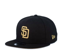 Load image into Gallery viewer, (Youth) San Diego Padres New Era MLB 9FIFTY 950 Kid Snapback Cap Hat Black Crown/Visor Metallic Gold Logo 25th Anniversary Side Patch