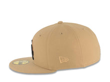 Load image into Gallery viewer, Los Angeles Dodgers New Era MLB 59FIFTY 5950 Fitted Cap Hat Khaki Crown/Visor Black Logo With Metallic Orange Flame Stadium Side Patch