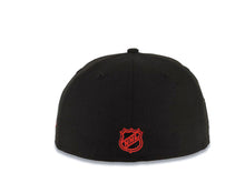 Load image into Gallery viewer, Chicago Blackhawks New Era NHL 59FIFTY 5950 Fitted Cap Hat Black Crown/Visor Team Color Logo Axe Side Patch Gray UV