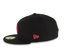 Load image into Gallery viewer, San Diego Padres New Era MLB 59FIFTY 5950 Fitted Cap Hat Black Crown/Visor Magenta Logo 20 Anniversary Petco Park Side Patch Gray UV