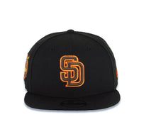 Load image into Gallery viewer, San Diego Padres New Era MLB 9FIFTY 950 Snapback Cap Hat Black Crown/Visor Brown/Yellow/Orange Logo 40th Anniversary Side Patch Green UV