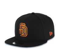 Load image into Gallery viewer, San Diego Padres New Era MLB 9FIFTY 950 Snapback Cap Hat Black Crown/Visor Brown/Yellow/Orange Logo 40th Anniversary Side Patch Green UV