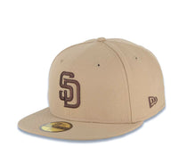 Load image into Gallery viewer, San Diego Padres New Era MLB 59FIFTY 5950 Fitted Cap Hat Khaki Crown/Visor Brown Logo 1992 All-Star Game Side Patch Gray UV
