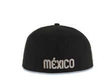 Load image into Gallery viewer, Mexico Aztec New Era WBC 59FIFTY 5950 Fitted Cap Hat Black Crown/Visor White Logo Mexico Flag Side Patch Gray UV