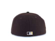 Load image into Gallery viewer, San Diego Padres New Era MLB 59FIFTY 5950 Fitted Cap Hat Dark Brown Crown/Visor Team Color Skeleton Skull Logo 40th Anniversary Side Patch Yellow UV