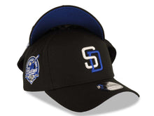 Load image into Gallery viewer, San Diego Padres New Era MLB 9FORTY 940 Adjustable A-Frame Cap Hat Black Crown/Visor White/Royal Blue Logo 40th Anniversary Side Patch Royal Blue UV