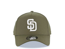 Load image into Gallery viewer, San Diego Padres New Era MLB 9FORTY 940 Adjustable A-Frame Cap Hat Olive Green Crown/Visor White Logo 25th Anniversary Side Patch Gray UV