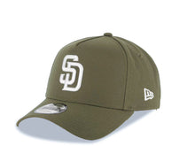 Load image into Gallery viewer, San Diego Padres New Era MLB 9FORTY 940 Adjustable A-Frame Cap Hat Olive Green Crown/Visor White Logo 25th Anniversary Side Patch Gray UV