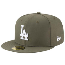 Load image into Gallery viewer, Los Angeles Dodgers New Era MLB 59FIFTY 5950 Fitted Cap Hat Olive Crown/Visor White Logo 2024 World Series Side Patch Gray UV
