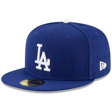 Load image into Gallery viewer, (Youth) Los Angeles Dodgers New Era MLB 59FIFTY 5950 Fitted Cap Hat Royal Blue Crown/Visor White Logo 2024 World Series Champions Side Patch