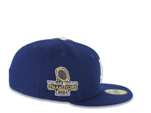 Load image into Gallery viewer, Los Angeles Dodgers New Era MLB 59FIFTY 5950 Fitted Cap Hat Royal Blue Crown/Visor White Logo 2024 World Series Champions Side Patch