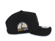 Load image into Gallery viewer, San Diego Padres New Era MLB 9FORTY 940 Adjustable A-Frame Cap Hat Black Crown/Visor Black/Tan Logo Petco Park Side Patch Tan UV