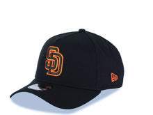 Load image into Gallery viewer, San Diego Padres New Era MLB 9FORTY 940 Adjustable A-Frame Cap Hat Black Crown/Visor Brown/Yellow/Orange Logo 40th Anniversary Side Patch Green UV