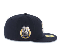 Load image into Gallery viewer, San Diego Padres New Era MLB 59FIFTY 5950 Fitted Cap Hat Navy Crown/Visor Cream Logo 20th Years Petcopark Side Patch
