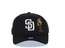 Load image into Gallery viewer, San Diego Padres New Era MLB 9FORTY 940 Adjustable A-Frame Cap Hat Black Crown/Visor White Logo With Palm Trees 40th Anniversary Side Patch