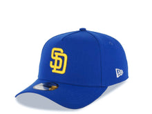 Load image into Gallery viewer, San Diego Padres New Era MLB 9FORTY 940 Adjustable A-Frame Cap Hat Royal Blue Crown/Visor Yellow Logo 25th Anniversary Side Patch Yellow UV