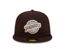 Load image into Gallery viewer, San Diego Padres New Era MLB 59FIFTY 5950 Fitted Cap Hat Brown Crown/Visor Brown/Yellow Baseball Club Logo (2025 Clubhouse)