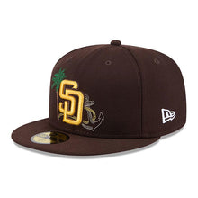 Load image into Gallery viewer, San Diego Padres New Era MLB 59FIFTY 5950 Fitted Cap Hat Brown Crown/Visor Yellow Logo 2016 All-Star Game (State Stitch)