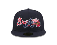 Load image into Gallery viewer, Atlanta Braves New Era MLB 59FIFTY 5950 Fitted Cap Hat Navy Blue Crown/Visor Navy/Red Overlap Logo