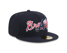 Load image into Gallery viewer, Atlanta Braves New Era MLB 59FIFTY 5950 Fitted Cap Hat Navy Blue Crown/Visor Navy/Red Overlap Logo