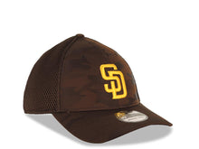 Load image into Gallery viewer, San Diego Padres New Era MLB 39THIRTY 3930 Flexfit Mesh Trucker Cap Hat Brown Camo Crown/Visor Yellow Logo