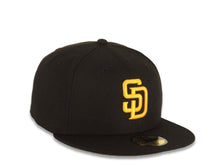 Load image into Gallery viewer, San Diego Padres New Era MLB 59FIFTY 5950 Fitted Cap Hat Black Crown/Visor Yellow Logo