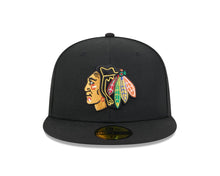 Load image into Gallery viewer, Chicago Blackhawks New Era NHL 59FIFTY 5950 Fitted Cap Hat Black Crown/Visor Team Color Logo