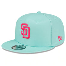 Load image into Gallery viewer, (Youth) San Diego Padres New Era MLB 9FIFTY 950 Kid Snapback Cap Hat Light Teal Crown/Visor Magenta Logo (City Connect)