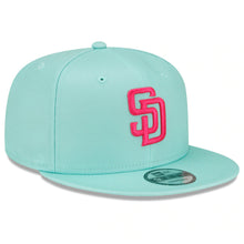 Load image into Gallery viewer, (Youth) San Diego Padres New Era MLB 9FIFTY 950 Kid Snapback Cap Hat Light Teal Crown/Visor Magenta Logo (City Connect)