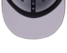 Load image into Gallery viewer, San Diego Padres New Era MLB 59FIFTY 5950 Fitted Cap Hat Brown Crown/Visor Blue/Magenta/Yellow Logo Script