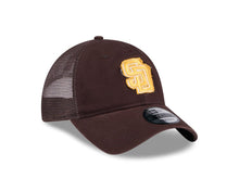 Load image into Gallery viewer, San Diego Padres New Era MLB 9TWENTY 920 Adjustable Trucker/Mesh Cap Hat Brown Crown/Visor Yellow Logo Script
