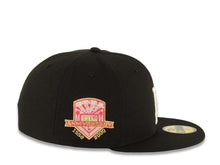 Load image into Gallery viewer, Los Angeles Dodgers New Era MLB 59FIFTY 5950 Fitted Cap Hat Black Crown/Visor White Logo With Pink Palm 50th Anniversary Side Patch Gray UV