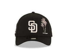 Load image into Gallery viewer, San Diego Padres New Era MLB 9FORTY 940 Adjustable A-Frame Cap Hat Black Crown/Visor White Logo With Pink Palm Petco Park Side Patch Gray UV