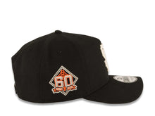 Load image into Gallery viewer, San Francisco Giants New Era 9FORTY 940 Adjustable A-Frame Cap Hat Black Crown/Visor White Logo 60th Anniversary Side Patch Gray UV