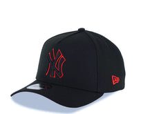 Load image into Gallery viewer, New York Yankees New Era MLB 9FORTY 940 Adjustable A-Frame Cap Hat Black Crown/Visor Black/Red Logo 2024 World Series Side Patch Red UV