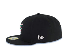 Load image into Gallery viewer, Los Angeles Dodgers New Era MLB 59FIFTY 5950 Fitted Cap Hat Black Crown/Visor White Logo With Flower Bloom Across Japan Flag Side Patch Gray UV