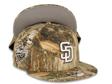 Load image into Gallery viewer, San Diego Padres New Era MLB 9FIFTY 950 Snapback Cap Hat Real Tree Edge Camo Crown/Visor White/Black Logo 1998 World Series Side Patch