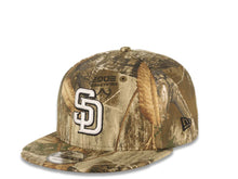 Load image into Gallery viewer, San Diego Padres New Era MLB 9FIFTY 950 Snapback Cap Hat Real Tree Edge Camo Crown/Visor White/Black Logo 1998 World Series Side Patch