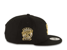 Load image into Gallery viewer, San Diego Padres New Era MLB 9FIFTY 950 Snapback Cap Hat Black Crown/Visor Metallic Gold Logo 25th Anniversary Side Patch Gray UV