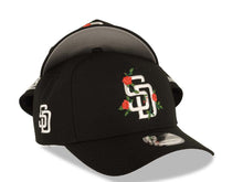 Load image into Gallery viewer, San Diego Padres New Era MLB 9FORTY 940 Adjustable A-Frame Cap Hat Black Crown/Visor White Logo With Rose Gray UV